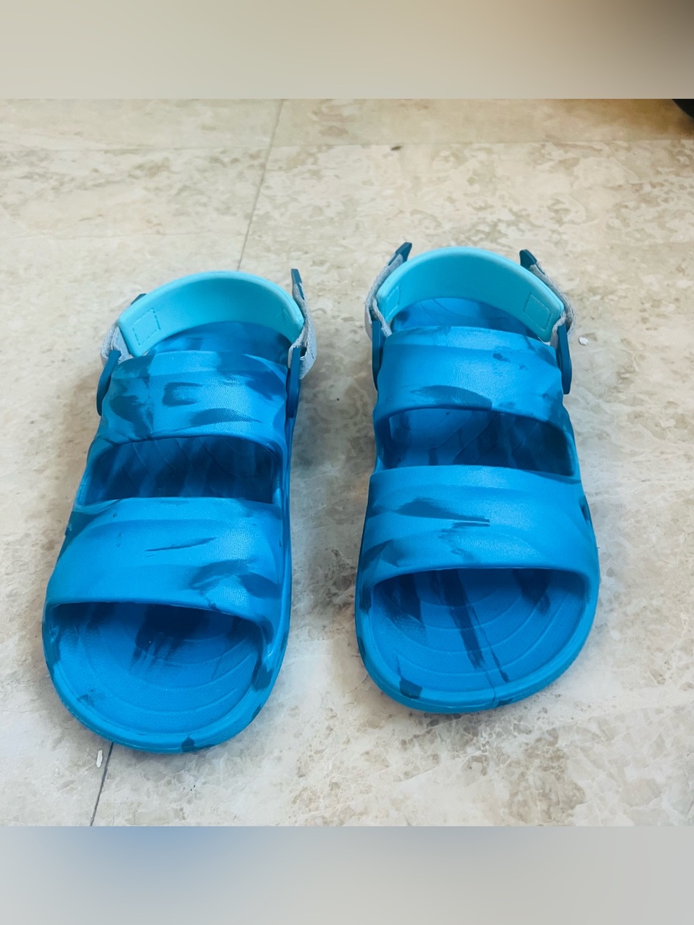 Kids Aqua Blue Adjustable Sandal - Slip-Resistant Play Sandals